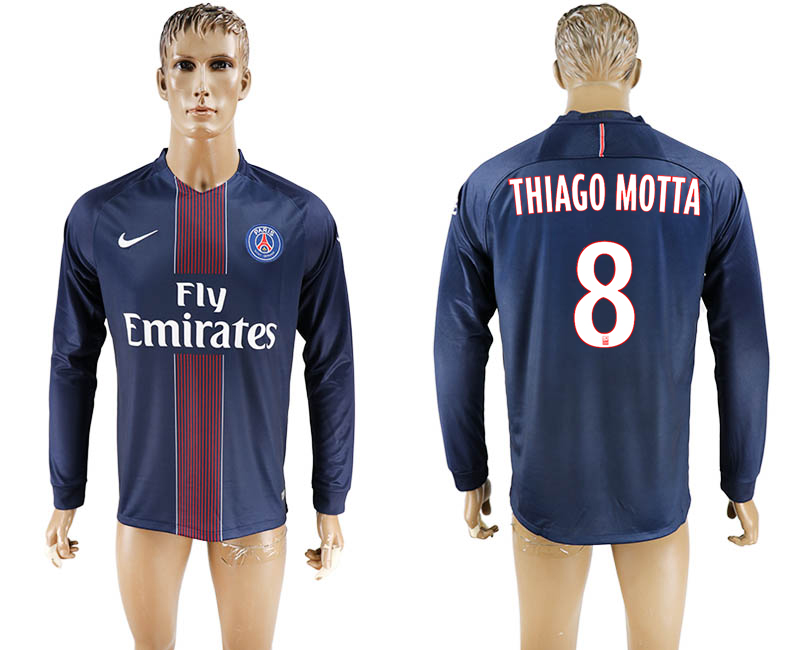 2016-17 Paris Saint-Germain 8 THIAGO MOTTA Home Long Sleeve Thailand Soccer Jersey
