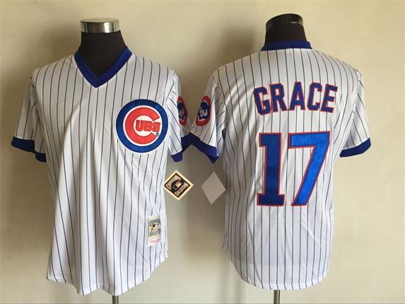 Cubs 17 Mark Grace White Throwback Jersey