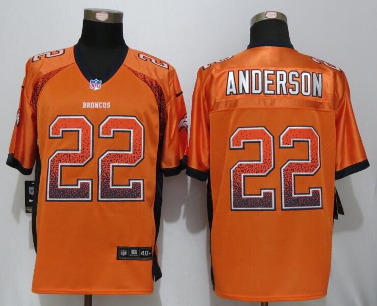 Nike Broncos 22 C.J. Anderson Orange Drift Fashion Elite Jersey