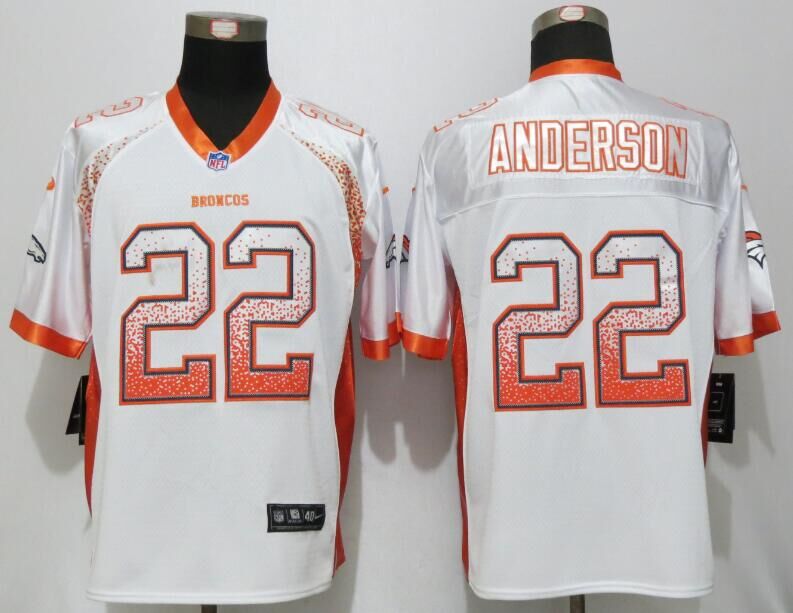 Nike Broncos 22 C.J. Anderson White Drift Fashion Elite Jersey