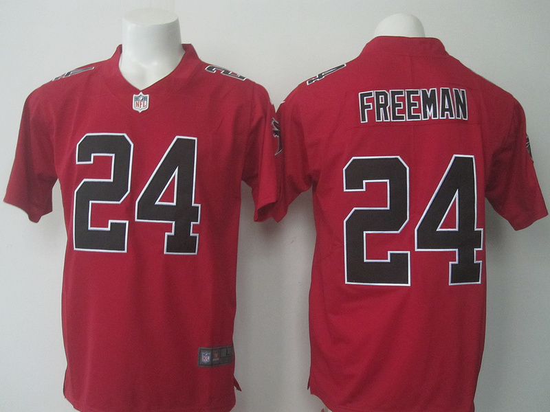 Nike Falcons 24 Devonta Freeman Red Youth Color Rush Limited Jersey