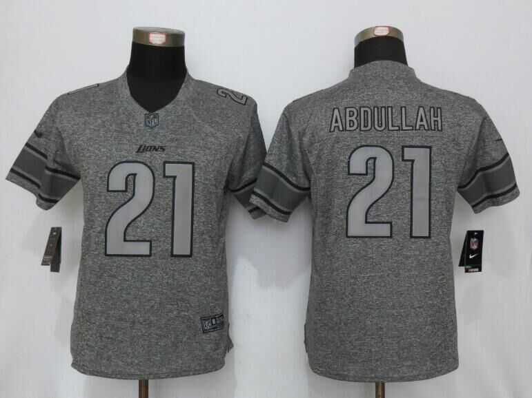 Nike Lions 21 Ameer Abdullah Gray Gridiron Gray Women Limited Jersey