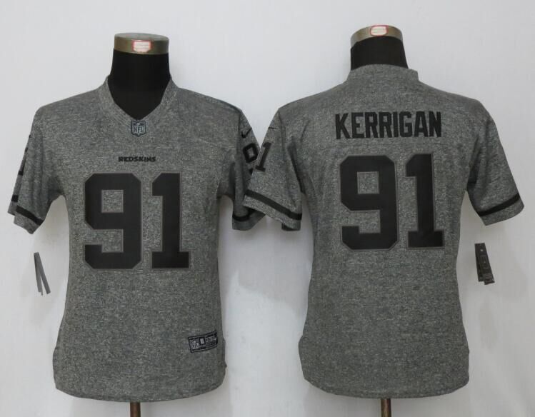 Nike Redskins 91 Ryan Kerrigan Gray Gridiron Gray Women Limited Jersey