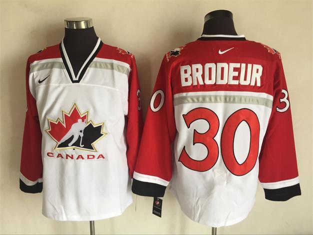 Team Canada 30 Martin Brodeur White 2002 Olympics Nike Hockey Jersey