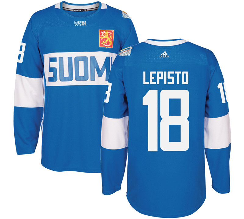 Finland 18 Sami Lepisto Blue 2016 World Cup Of Hockey Premier Player Jersey - Click Image to Close