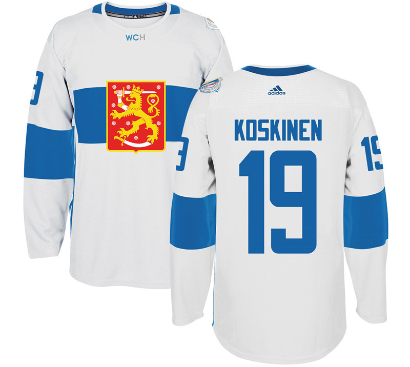 Finland 19 Mikko Koskinen White 2016 World Cup Of Hockey Premier Player Jersey - Click Image to Close
