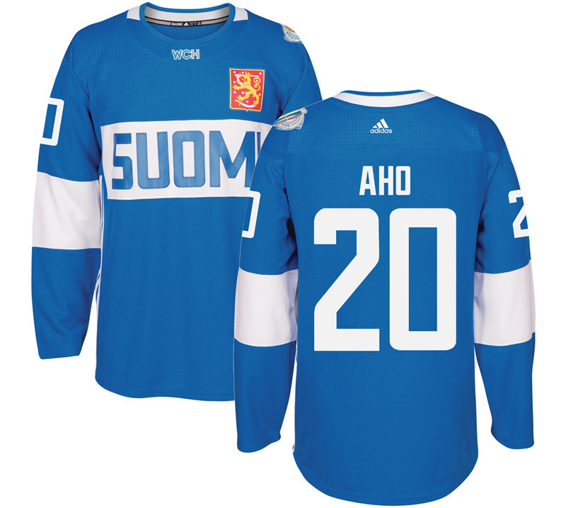 Finland 20 Sebastian Aho Blue 2016 World Cup Of Hockey Premier Player Jersey - Click Image to Close