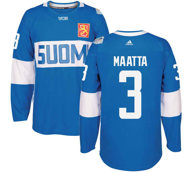 Finland 3 Olli Maatta Blue 2016 World Cup Of Hockey Premier Player Jersey