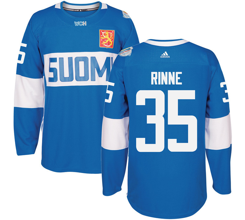 Finland 35 Pekka Rinne Blue 2016 World Cup Of Hockey Premier Player Jersey - Click Image to Close