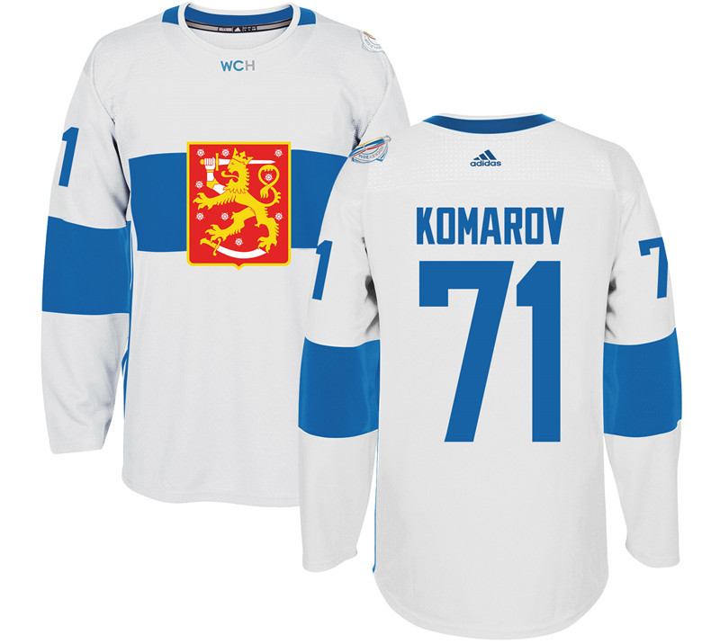 Finland 71 Leo Komarov White 2016 World Cup Of Hockey Premier Player Jersey - Click Image to Close