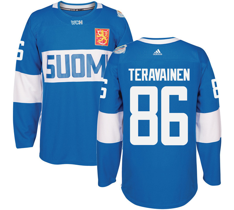 Finland 86 Teuvo Teravainen Blue 2016 World Cup Of Hockey Premier Player Jersey - Click Image to Close