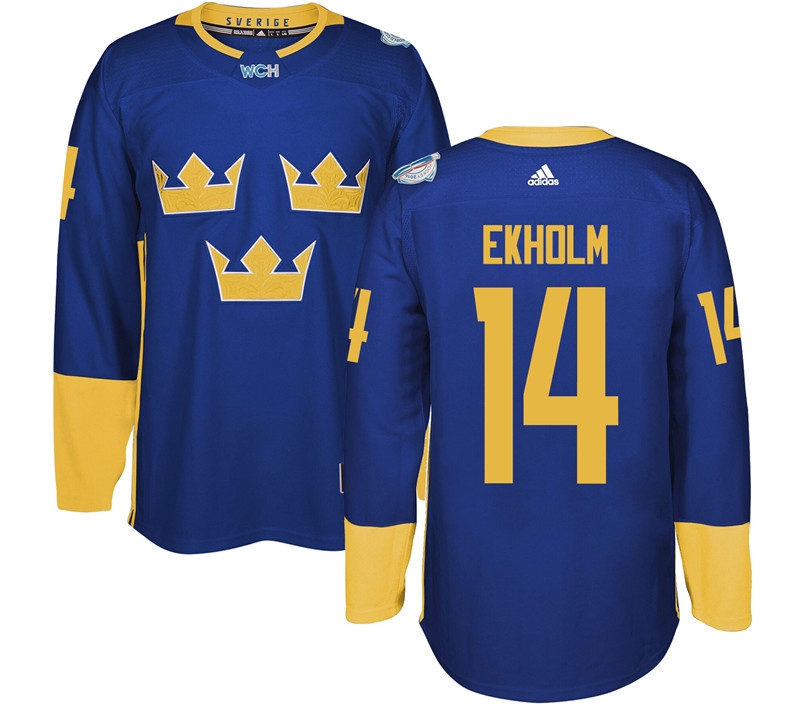 Sweden 14 Mattias Ekholm Purple 2016 World Cup Of Hockey Premier Player Jersey