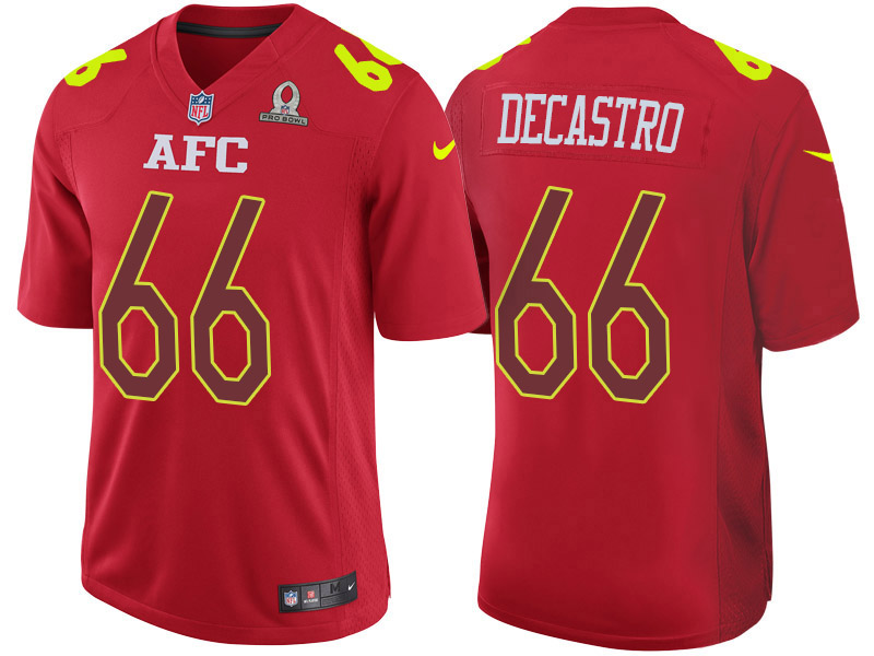 Nike Steelers 66 David Decastro Red 2017 Pro Bowl Game Jersey