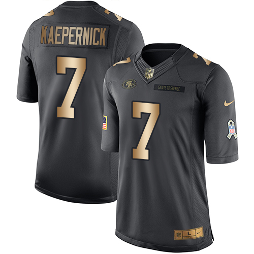 Nike 49ers 7 Colin Kaepernick Anthracite Gold Salute to Service Limited Jersey