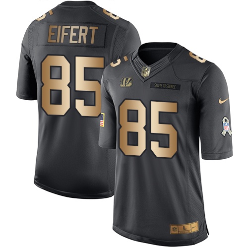 Nike Bengals 85 Tyler Eifert Anthracite Gold Salute to Service Limited Jersey