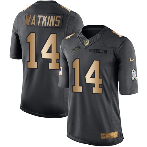 Nike Bills 14 Sammy Watkins Anthracite Gold Salute to Service Limited Jersey