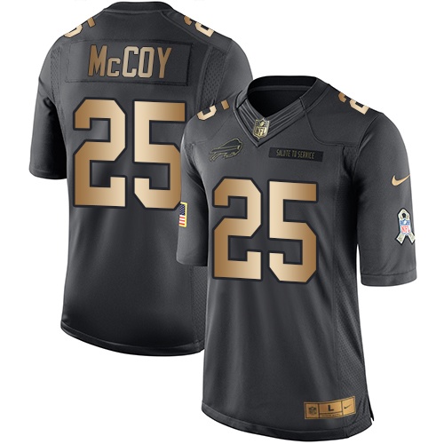 Nike Bills 25 LeSean McCoy Anthracite Gold Salute to Service Limited Jersey