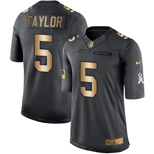 Nike Bills 5 Tyrod Taylor Anthracite Gold Salute to Service Limited Jersey