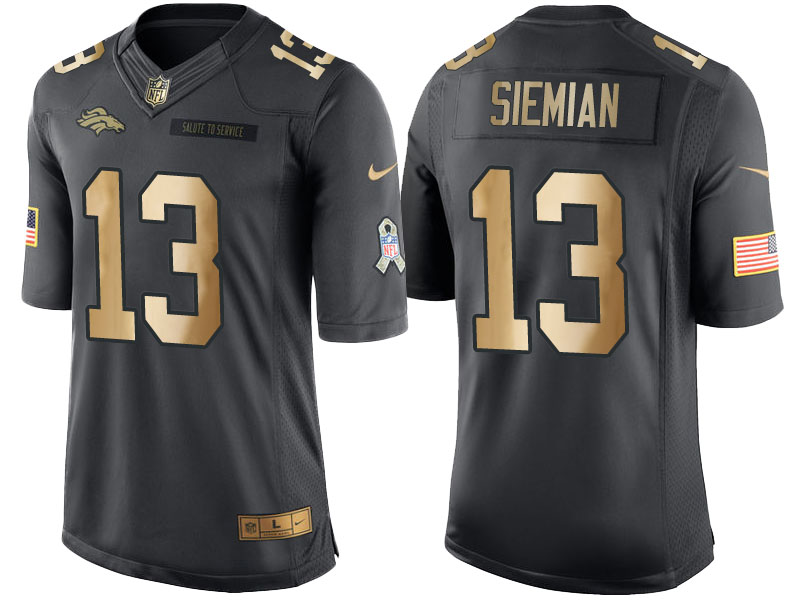 Nike Broncos 13 Trevor Siemian Anthracite Gold Salute to Service Limited Jersey