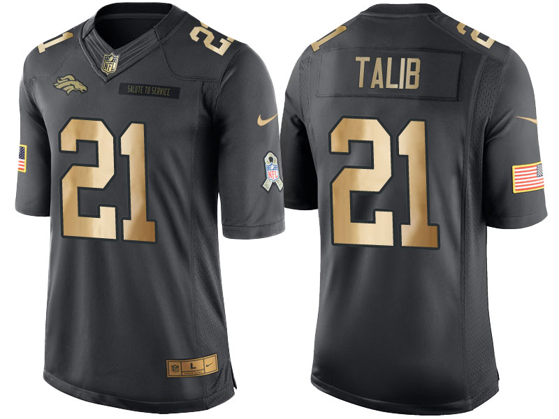 Nike Broncos 21 Aqib Talib Anthracite Gold Salute to Service Limited Jersey