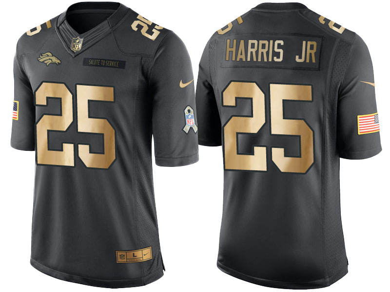 Nike Broncos 25 Chris Harris Jr Anthracite Gold Salute to Service Limited Jersey