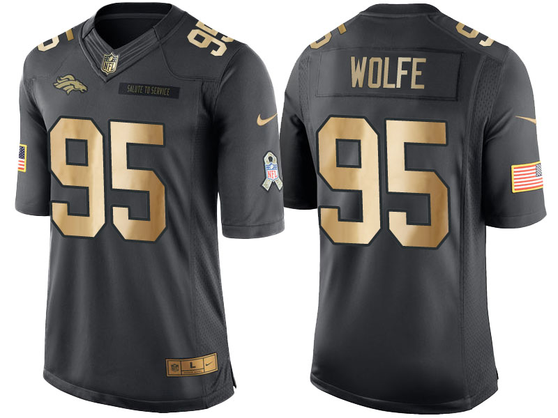Nike Broncos 95 Derek Wolfe Anthracite Gold Salute to Service Limited Jersey
