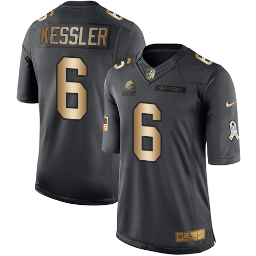 Nike Browns 6 Cody Kessler Anthracite Gold Salute to Service Limited Jersey