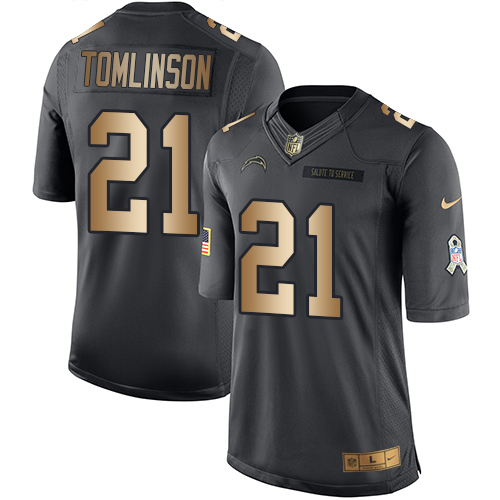 Nike Chargers 21 LaDainian Tomlinson Anthracite Gold Salute to Service Limited Jersey