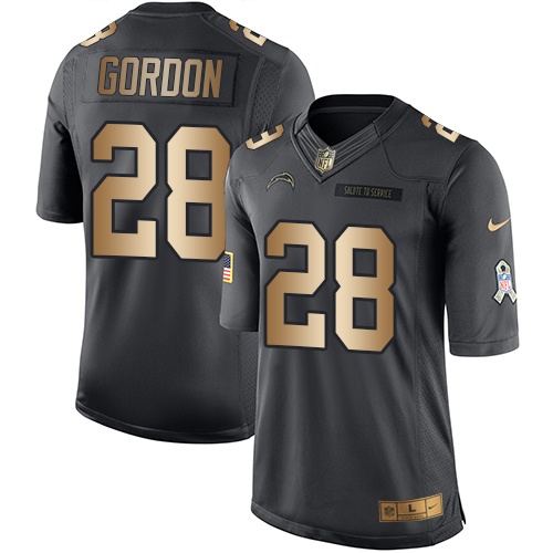 Nike Chargers 28 Melvin Gordon Anthracite Gold Salute to Service Limited Jersey