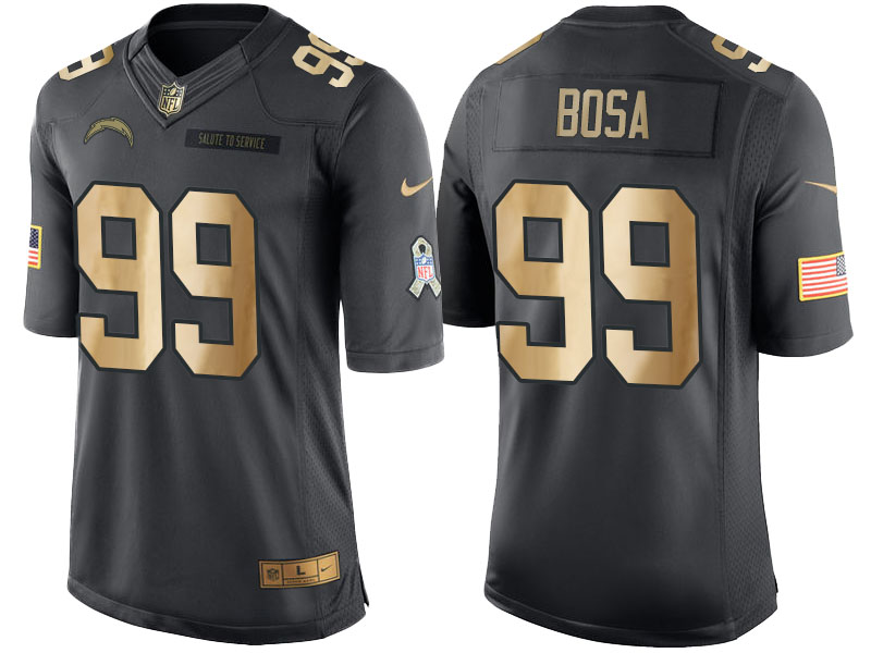 Nike Chargers 99 Joey Bosa Anthracite Gold Salute to Service Limited Jersey