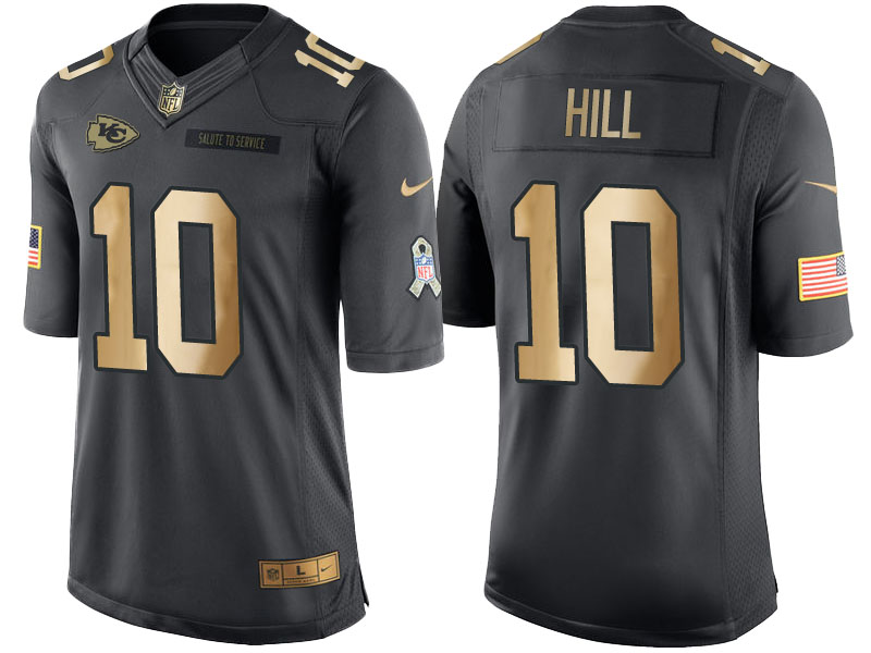 Nike Chiefs 10 Tyreek Hill Anthracite Gold Salute to Service Limited Jersey