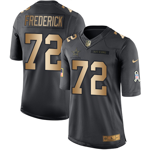 Nike Cowboys 72 Travis Frederick Anthracite Gold Salute to Service Limited Jersey