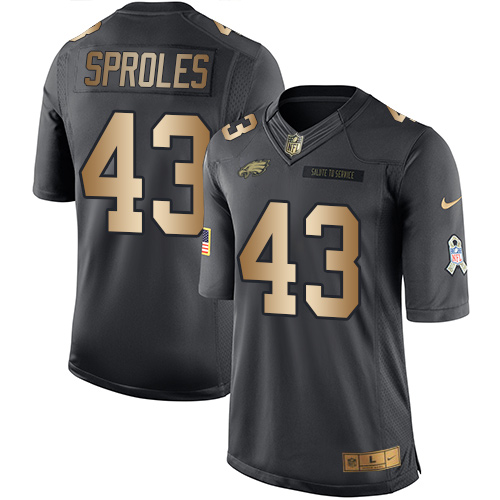 Nike Eagles 43 Darren Sproles Anthracite Gold Salute to Service Limited Jersey