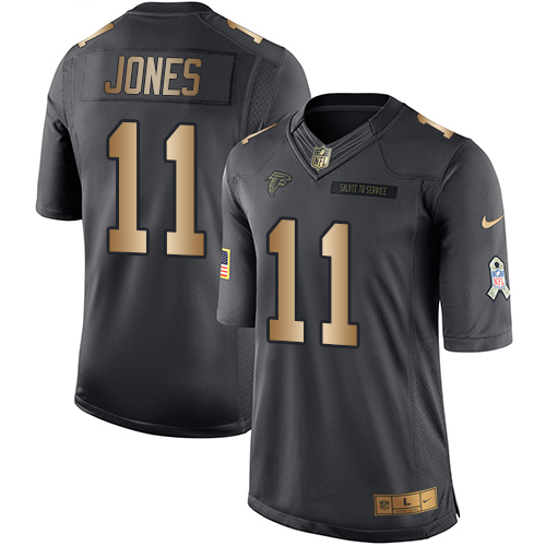 Nike Falcons 11 Julio Jones Anthracite Gold Salute to Service Limited Jersey