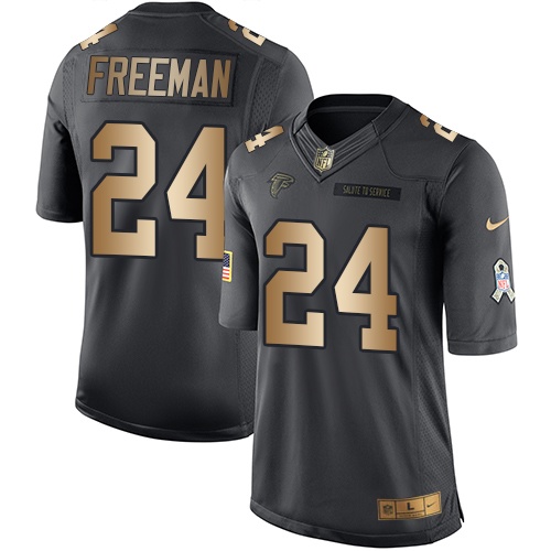 Nike Falcons 24 Devonta Freeman Anthracite Gold Salute to Service Limited Jersey