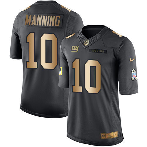 Nike Giants 10 Eli Manning Anthracite Gold Salute to Service Limited Jersey