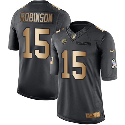 Nike Jaguars 15 Allen Robinson Anthracite Gold Salute to Service Limited Jersey