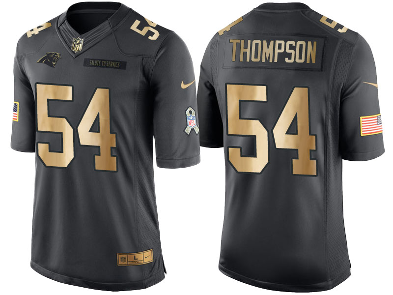 Nike Panthers 54 Shaq Thompson Anthracite Gold Salute to Service Limited Jersey