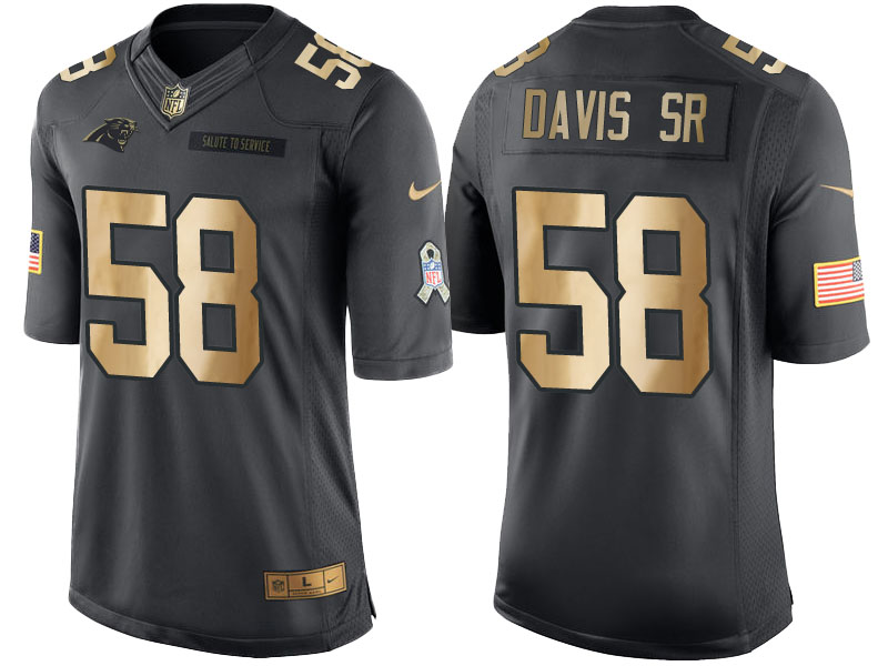 Nike Panthers 58 Thomas Davis Sr Anthracite Gold Salute to Service Limited Jersey