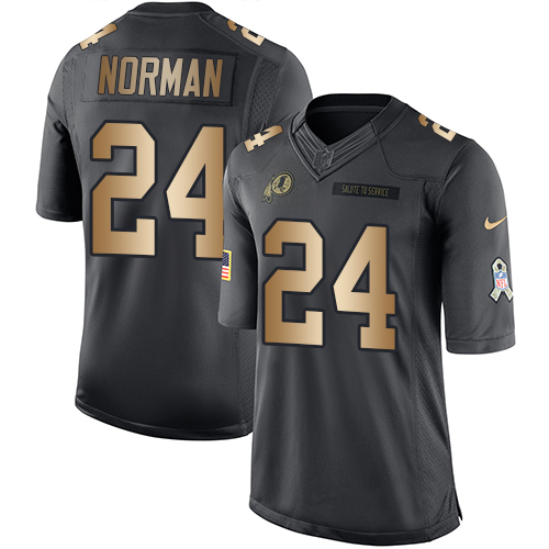 Nike Redskins 24 Josh Norman Anthracite Gold Salute to Service Limited Jersey