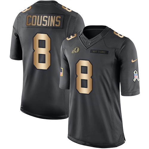 Nike Redskins 8 Kirk Cousins Anthracite Gold Salute to Service Limited Jersey