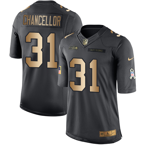 Nike Seahawks 31 Kam Chancellor Anthracite Gold Salute to Service Limited Jersey