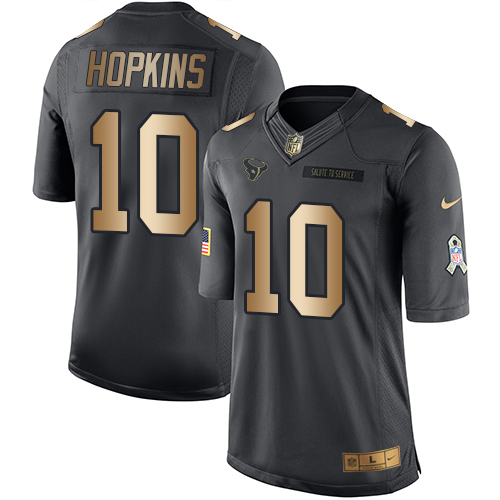 Nike Texans 10 DeAndre Hopkins Anthracite Gold Salute to Service Limited Jersey