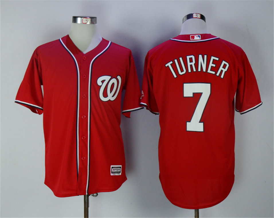 Nationals 7 Trea Turner Red New Cool Base Jersey