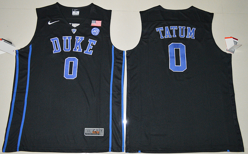 Duke Blue Devils 0 Jayson Tatum Black College Basketball Jersey
