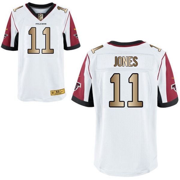 Nike Falcons 11 Julio Jones White Gold Elite Jersey