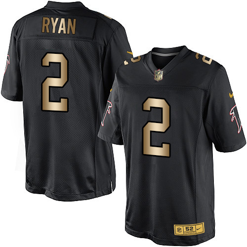 Nike Falcons 2 Matt Ryan Black Gold Elite Jersey
