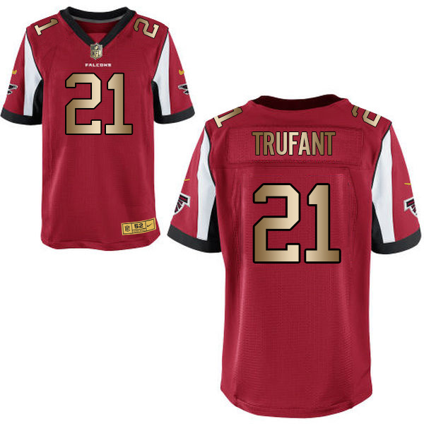 Nike Falcons 21 Desmond Trufant Red Gold Elite Jersey
