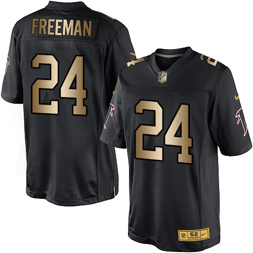 Nike Falcons 24 Devonta Freeman Black Gold Elite Jersey