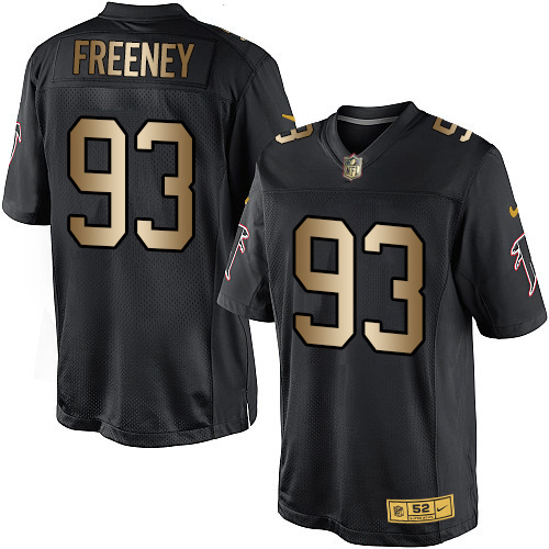 Nike Falcons 93 Dwight Freeney Black Gold Elite Jersey - Click Image to Close